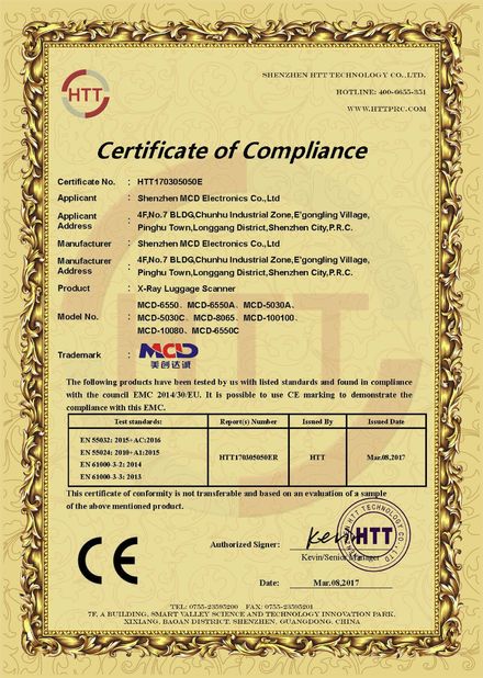 Trung Quốc Shenzhen MCD Electronics Co., Ltd. Chứng chỉ